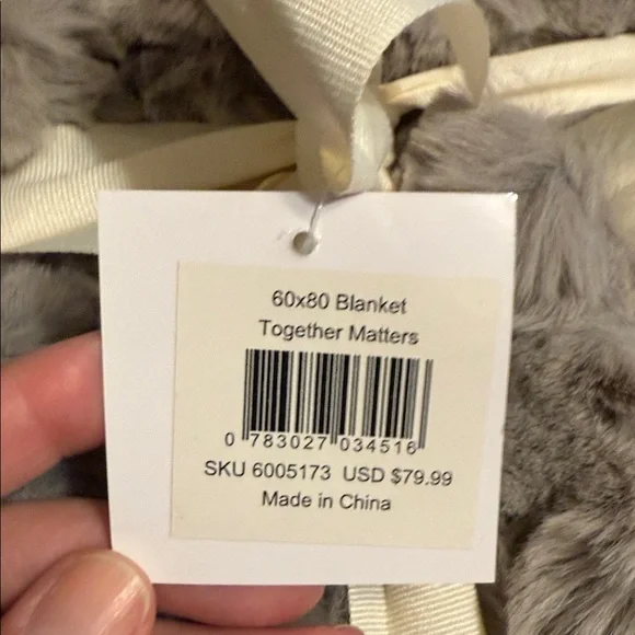 Gray Faux Fur Throw Blanket - Picture 2 of 2